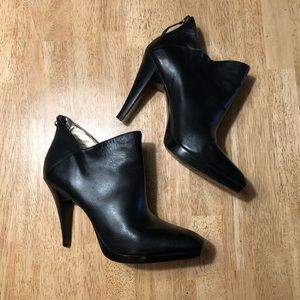 Halston Heritage Black Leather Stiletto Ankle Booties - Size 8